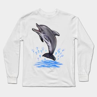 Cute dolphin making a splash.  Playful Dolphins Long Sleeve T-Shirt